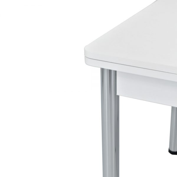 שולחן אוכל נפתח 80-160 ס"מ עם רגלי מתכת דגם פורת - לבן