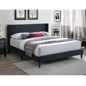 מיטת זוגית 160×200 מרופדת בד שחור עם ראש מיטה מעוצב דגם סיטי-160