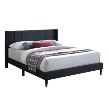 מיטת זוגית 160×200 מרופדת בד שחור עם ראש מיטה מעוצב דגם סיטי-160