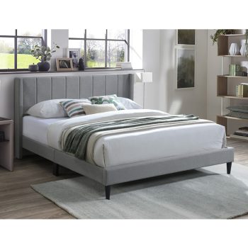 מיטת זוגית 160×200 מרופדת בד אפור עם ראש מיטה מעוצב דגם סיטי-160