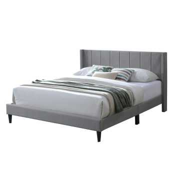 מיטת זוגית 160×200 מרופדת בד אפור עם ראש מיטה מעוצב דגם סיטי-160