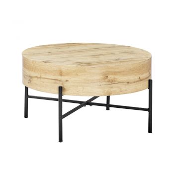 שולחן סלון עגול עם רגלי ברזל דגם מתן