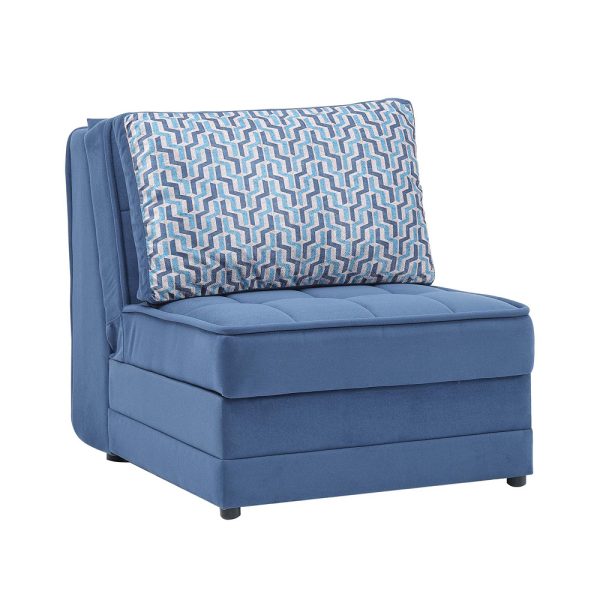 כורסא נפתחת למיטה עם ארגז מצעים דגם עמית-כחול