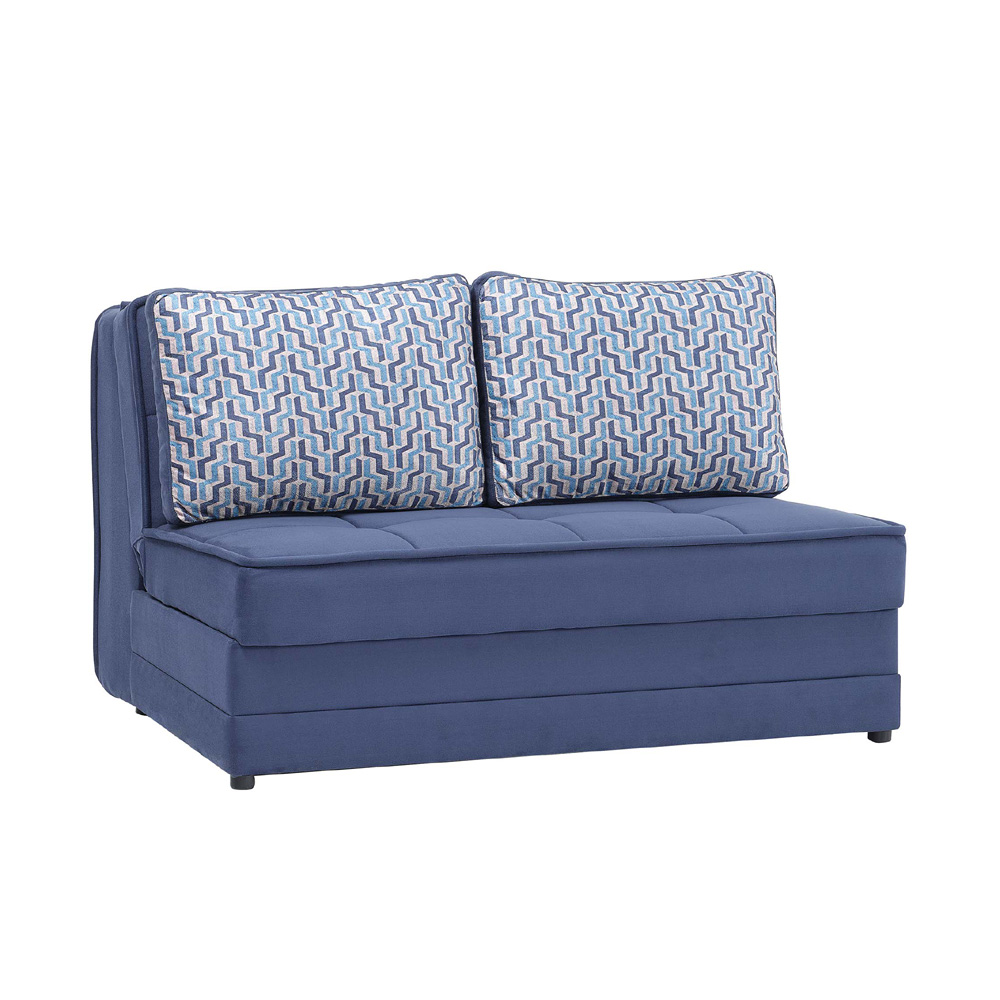 ספה דו מושבית עם ארגז מצעים נפתחת למיטה זוגית דגם עמית - כחול