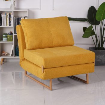 כורסא נפתחת למיטה מרופדת בד רחיץ דגם לילך-צהוב