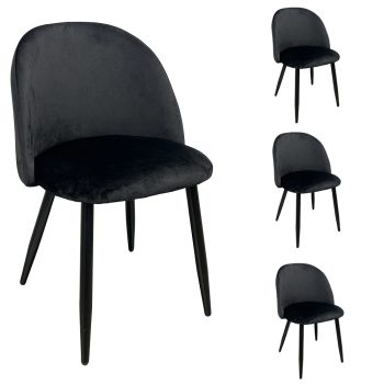 סט 4 כסאות מרופדים בד לפינת אוכל דגם טומי – שחור