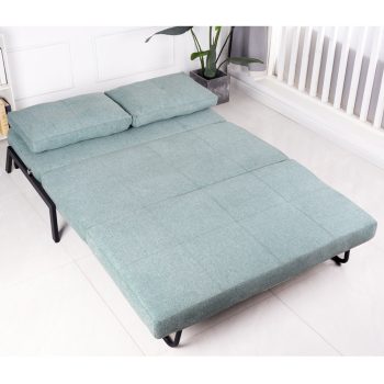 ספה מעוצבת מרופדת בד רחיץ ונפתחת למיטה זוגית דגם יסמין-ירוק