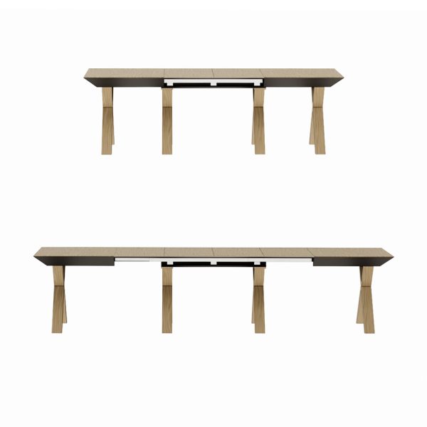 שולחן אוכל נפתח מפואר 1.6-3.6 מ' מעץ כולל 4 הגדלות דגם קריסטל