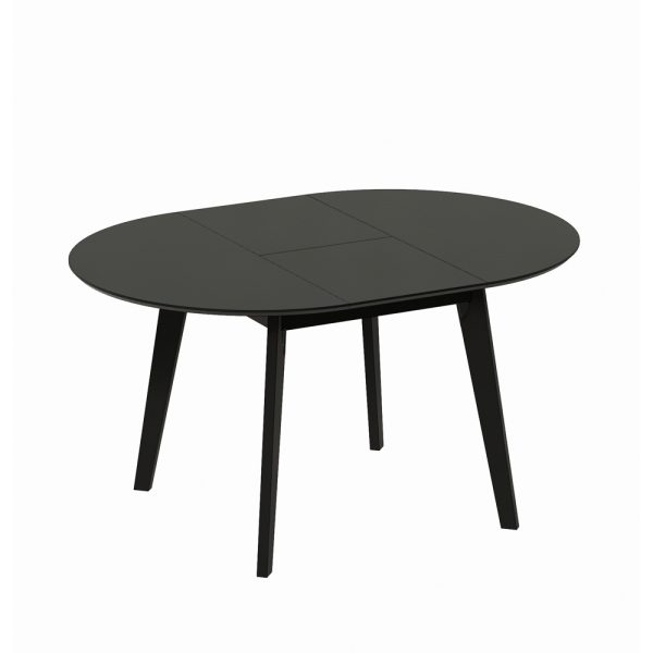 שולחן אוכל עגול 100 ס"מ נפתח ל- 140 ס"מ מעץ מלא משולב דגם ואנס-שחור