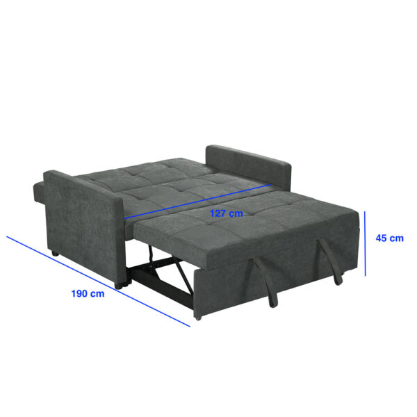 ספה דו מושבית נפתחת למיטה רחבה עם ראש מתכוונן דגם אורטל 140