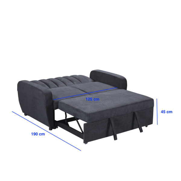 ספה דו מושבית מבד נפתחת למיטה רחבה דגם סליפ-שחור