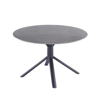 שולחן אוכל קרמיקה עגול 120 ס"מ עם רגלי ברזל דגם וויטני-אפור