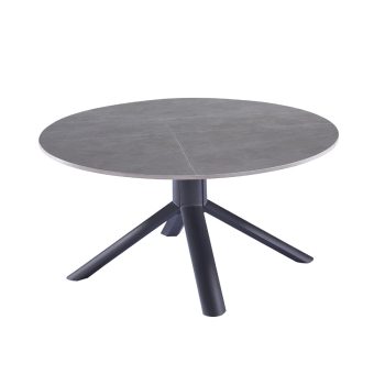 שולחן סלון קרמיקה עגול 90 ס”מ עם רגלי ברזל דגם זאוס-אפור