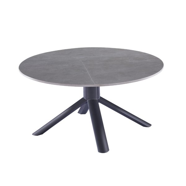 שולחן סלון קרמיקה עגול 90 ס"מ עם רגלי ברזל דגם זאוס-לבן