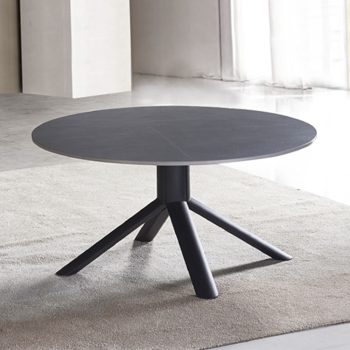 שולחן סלון קרמיקה עגול 90 ס”מ עם רגלי ברזל דגם זאוס-אפור