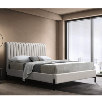 מיטת זוגית מעוצבת 160×200 מרופדת בד עם רגלי ברזל דגם דומינו 160