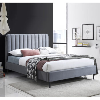 מיטה זוגית 140×190 מרופדת בד קטיפתי עם רגלי ברזל מודרניות דגם עינב