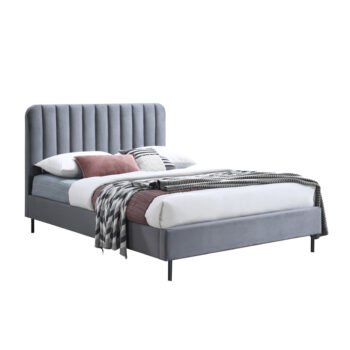 מיטה זוגית 140×190 מרופדת בד קטיפתי עם רגלי ברזל מודרניות דגם עינב