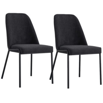 זוג כיסאות מעוצבים לפינת אוכל עם רגלי ברזל דגם אייל -שחור