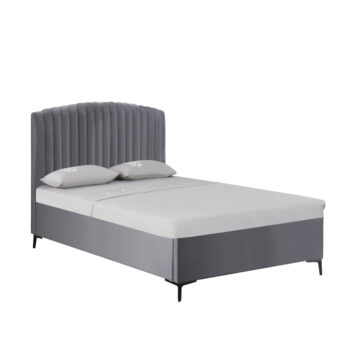 מיטה רחבה לנוער 120×190 מרופדת בד רחיץ עם ארגז מצעים מעץ דגם גילי-אפור