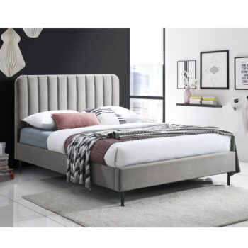 מיטה רחבה 120×190 מרופדת בד קטיפתי עם רגלי ברזל מודרניות דגם ורד 120