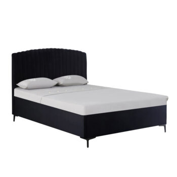 מיטה זוגית מעוצבת 140×190 בריפוד בד רחיץ עם ארגז מצעים מעץ דגם זואי-שחור