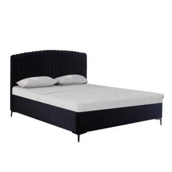 מיטה זוגית מעוצבת 160x200 בריפוד בד רחיץ עם ארגז מצעים מעץ דגם זואי-שחור