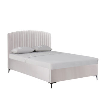 מיטה זוגית מעוצבת 140×190 בריפוד בד רחיץ עם ארגז מצעים מעץ דגם זואי-אבן