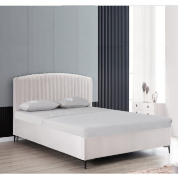 מיטה זוגית מעוצבת 160×200 בריפוד בד רחיץ עם ארגז מצעים מעץ דגם זואי-אבן