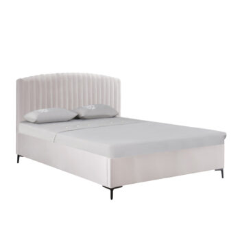 מיטה זוגית מעוצבת 160×200 בריפוד בד רחיץ עם ארגז מצעים מעץ דגם זואי-אבן