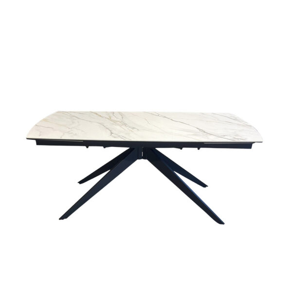 שולחן אוכל קרמיקה מפואר באורך 1.8 מ' נפתח ל- 2.6 מ' עם רגלי ברזל דגם אנדורה