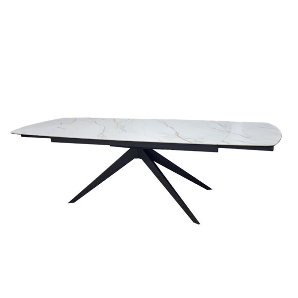 שולחן אוכל קרמיקה מפואר באורך 1.8 מ' נפתח ל- 2.6 מ' עם רגלי ברזל דגם אנדורה