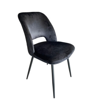 זוג כיסאות מעוצבים לפינת אוכל מבד קטיפה שחור דגם טסלה-שחור – משלוח חינם!