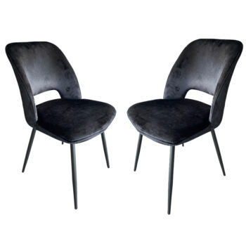 זוג כיסאות מעוצבים לפינת אוכל מבד קטיפה שחור דגם טסלה-שחור – משלוח חינם!