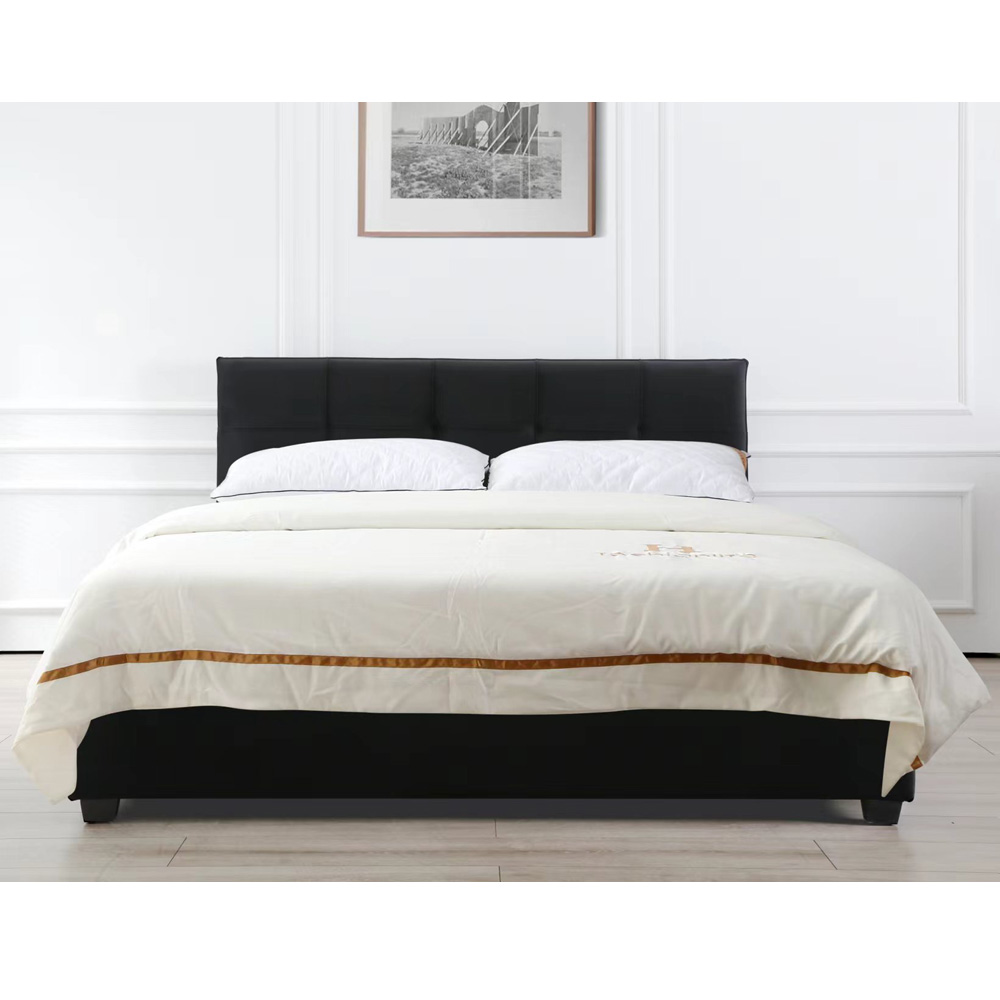 מיטה זוגית מעוצבת 140x190 בריפוד בד קטיפתי עם ארגז מצעים מעץ דגם ברזיל-שחור