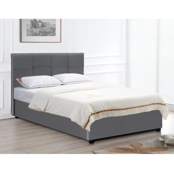 מיטה רחבה לנוער 120x190 מרופדת בד קטיפתי עם ארגז מצעים מעץ דגם ענבל