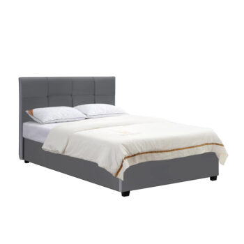 מיטה רחבה לנוער 120×190 מרופדת בד קטיפתי עם ארגז מצעים מעץ דגם ענבל