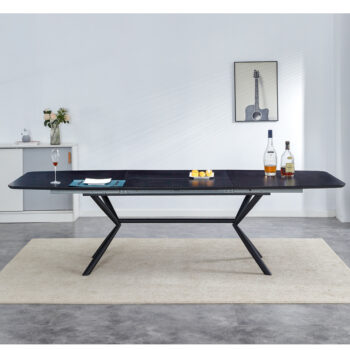 שולחן אוכל נפתח 1.8-2.7 מ’ עם רגלי ברזל דגם ניקולס – שחור