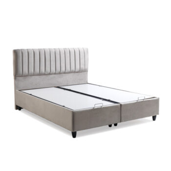 מיטה זוגית 140×190 מרופדת בד קטיפתי עם ארגז מצעים משולב מתכת דגם מרטין-אבן