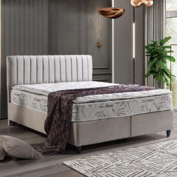 מיטה זוגית 160×200 מרופדת בד קטיפתי עם ארגז מצעים משולב מתכת דגם מרטין-אבן