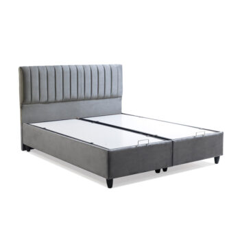 מיטה זוגית 140×190 מרופדת בד קטיפתי עם ארגז מצעים משולב מתכת דגם מרטין-אפור