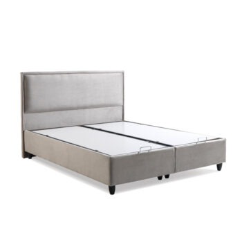 מיטה זוגית 160×200 מרופדת בד קטיפתי עם ארגז מצעים משולב מתכת דגם פאולה-אבן