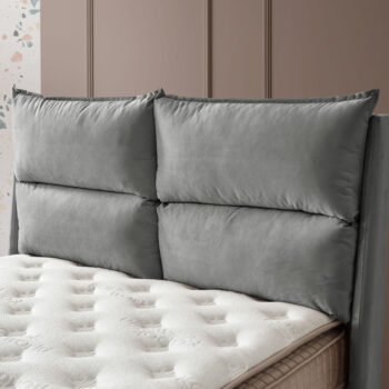 מיטה זוגית 160×200 מרופדת בד קטיפתי עם ארגז מצעים משולב מתכת דגם יולי-אפור