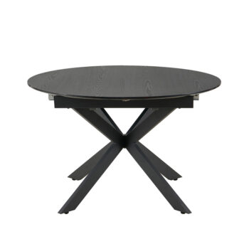 שולחן אוכל עגול נפתח 1.2-2.0 מ’ עם רגלי ברזל דגם טנריף-אלון מושחר