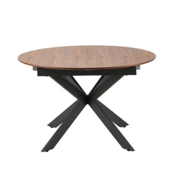 שולחן אוכל עגול נפתח 1.2-2.0 מ’ עם רגלי ברזל דגם טנריף-אגוז