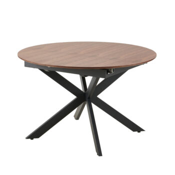 שולחן אוכל עגול נפתח 1.2-2.0 מ' עם רגלי ברזל דגם טנריף-אלון טבעי