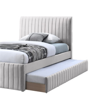 מיטה רחבה 120×190 מרופדת בד קטיפתי עם מיטת חבר דגם אמיגו-קרם