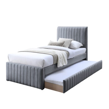 מיטת יחיד 90×190 מרופדת בד קטיפתי עם מיטת חבר דגם אמיגו-אפור