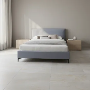 מיטה רחבה  120×190מרופדת בד קטיפתי עם רגלי ברזל דגם ספייס 120 – אפור